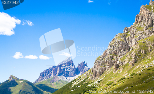 Image of Blue sky on Dolomiti Mountains in Italy