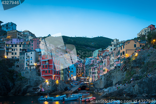 Image of Riomaggiore in Cinque Terre, Italy - Summer 2016 - Sunset Hour