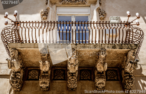 Image of NOTO, ITALY - Detail of Baroque Balcony, 1750