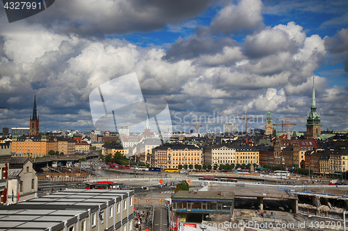 Image of STOCKHOLM, SWEDEN - AUGUST 20, 2016: Aerial view of Stockholm fr