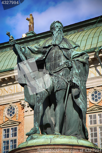 Image of STOCKHOLM, SWEDEN - AUGUST 19, 2016: View on Statue of Gustavo E