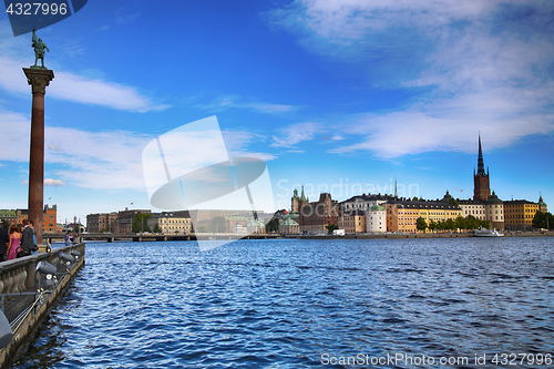 Image of STOCKHOLM, SWEDEN - AUGUST 20, 2016: Tourists walk and visit Sto