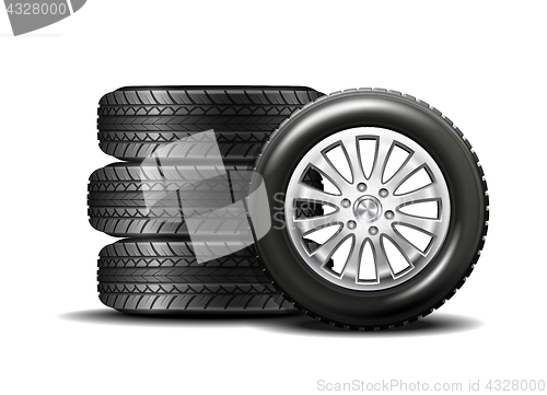 Image of Car tires isolated on white background