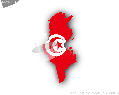 Image of Map and flag of Tunisia