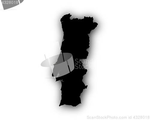 Image of Map of Portugal with shadow