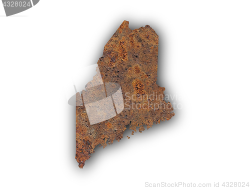 Image of Map of Maine on rusty metal