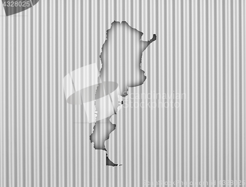 Image of Map of Argentina on corrugated iron