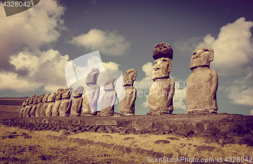 Image of Moais statues, ahu Tongariki, easter island