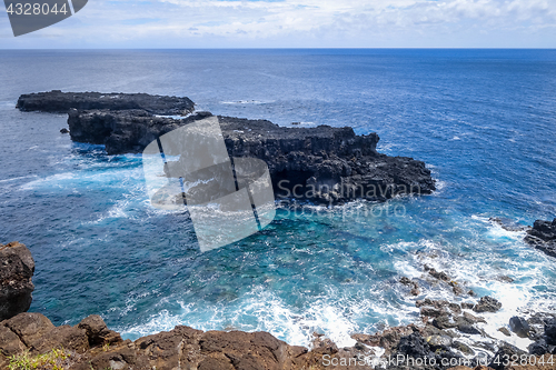 Image of Pacific ocean landscape vue from cliffs in Easter island