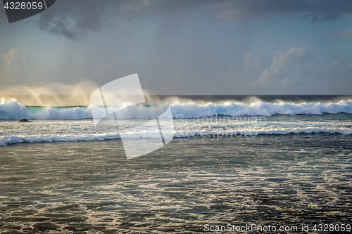 Image of Pacific ocean at sunset on Easter Island