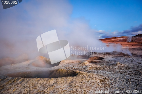 Image of Sol de manana geothermal field in sud Lipez reserva, Bolivia