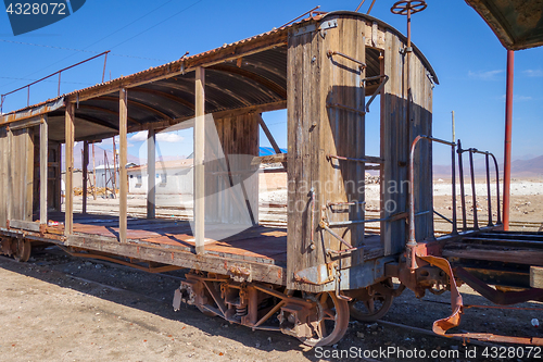 Image of Old train station in Bolivia desert