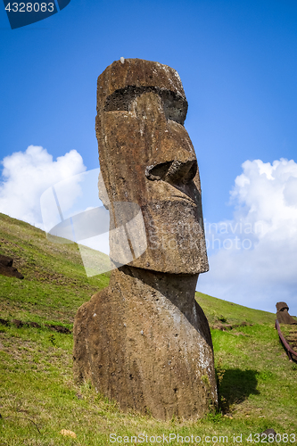 Image of Moais statues on Rano Raraku volcano, easter island