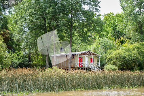 Image of Old shed on the Tigre river Delta. Buenos Aires