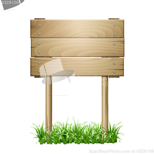 Image of Wooden signboard in a grass.