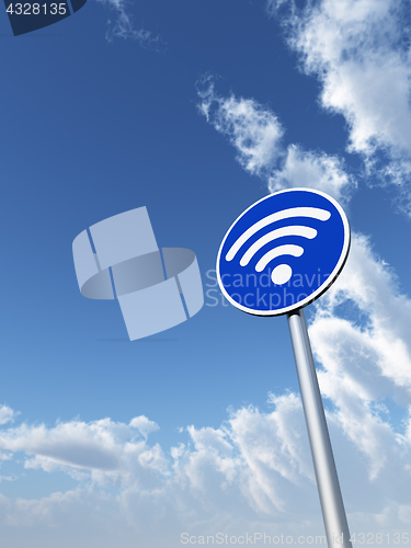 Image of wifi symbol on roadsign - 3d rendering