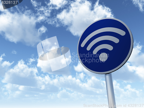 Image of wifi symbol on roadsign - 3d rendering