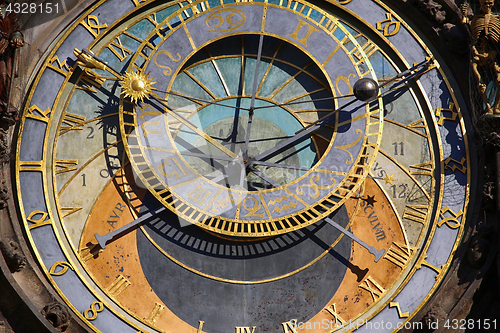 Image of Astronomical clock Orloj at Old Town Square in Prague, Czech Rep