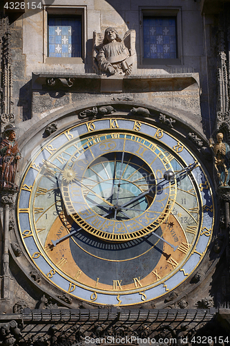 Image of Astronomical clock Orloj at Old Town Square in Prague, Czech Rep