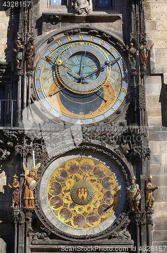 Image of Astronomical clock Orloj at Old Town Square in Prague, Czech Rep