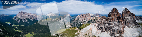 Image of Panorama National Nature Park Tre Cime In the Dolomites Alps. Be