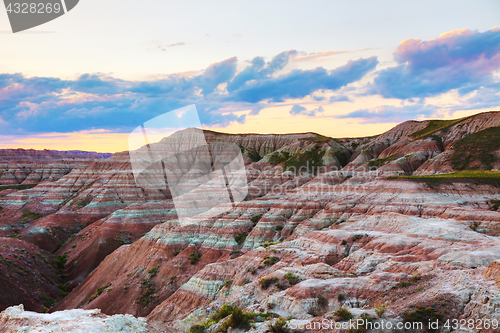 Image of Scenic view at Badlands National Park, South Dakota, USA