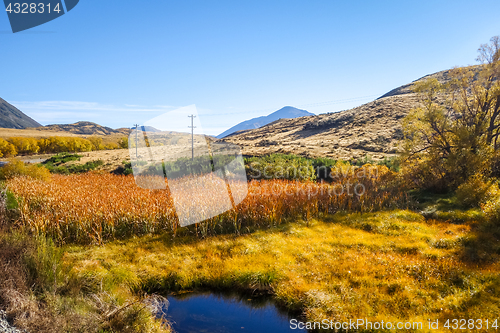 Image of Mountain fields landscape in New Zealand