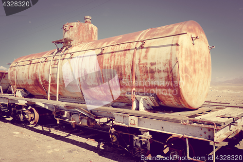 Image of Old train station in Bolivia desert