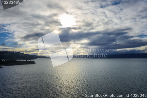 Image of Wellington bay at sunset, New Zealand