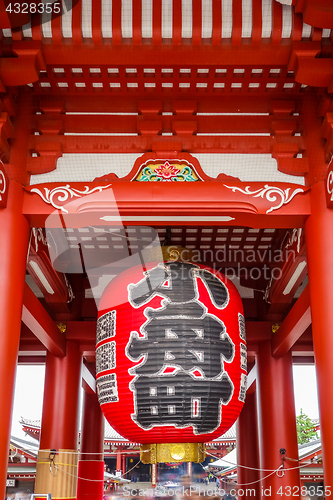 Image of Lantern in Kaminarimon gate, Senso-ji temple, Tokyo, Japan