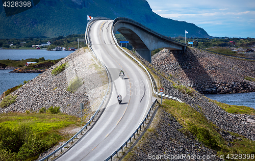 Image of Atlantic Ocean Road Two bikers on motorcycles.