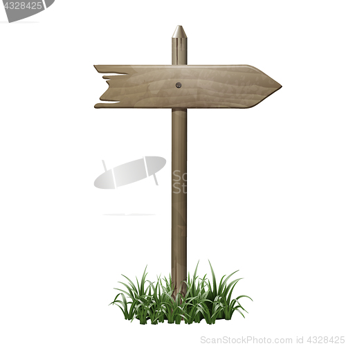Image of Wooden signboard in a grass.