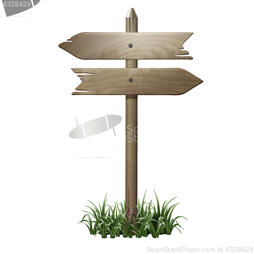 Image of Wooden signboard in a grass.