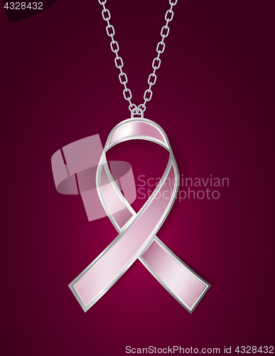 Image of Pendant in shape of pink ribbon.