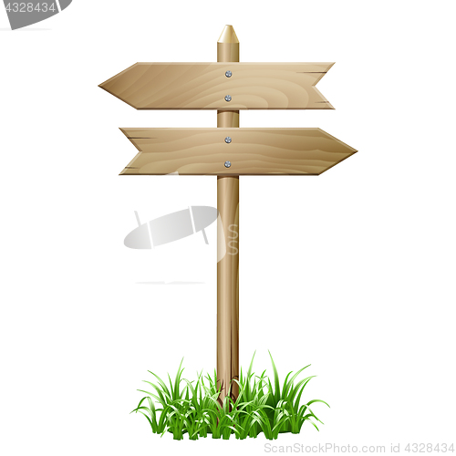 Image of Wooden signboard in a grass.