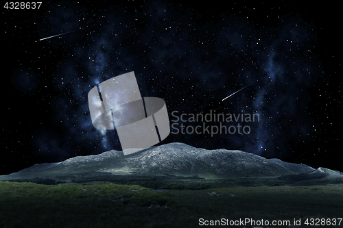 Image of mountain landscape over night sky or space