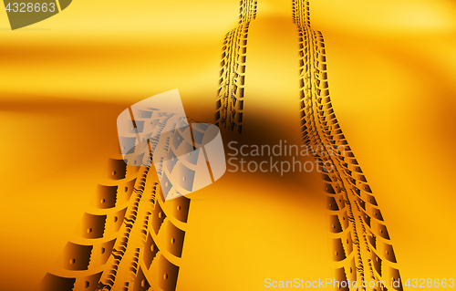 Image of Tire tracks on sand background