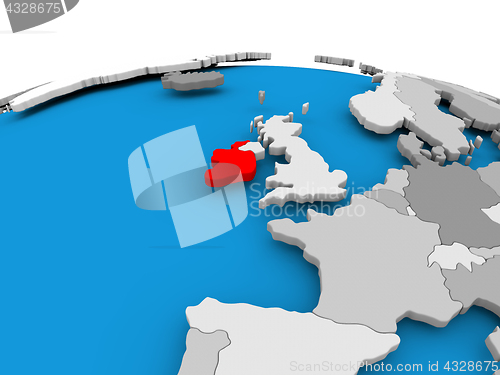 Image of Ireland on political globe