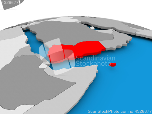 Image of Yemen on political globe