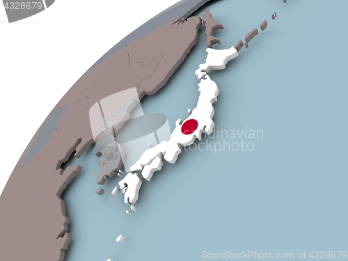 Image of Map of Japan with flag