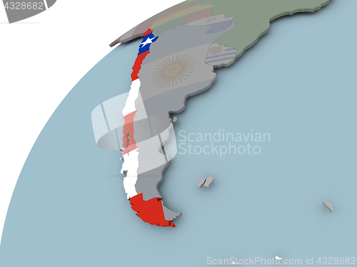 Image of Map of Chile with flag