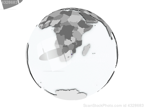 Image of Swaziland on globe isolated