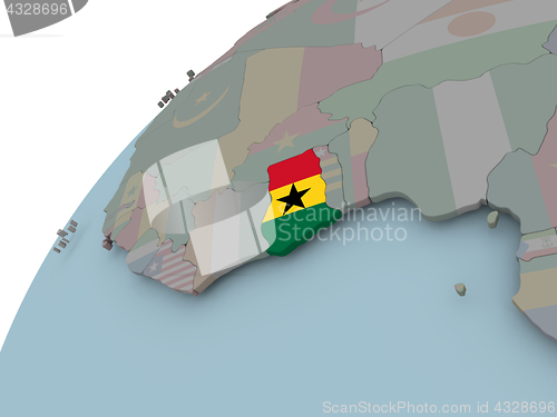 Image of Map of Ghana with flag