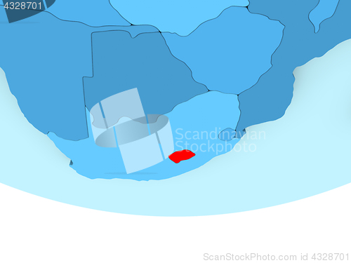 Image of Lesotho in red on blue map