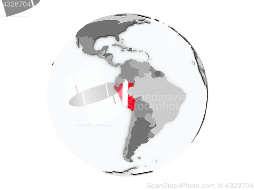 Image of Peru on globe isolated