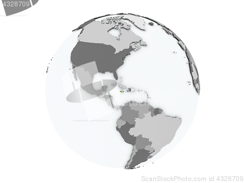 Image of Jamaica on globe isolated
