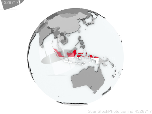 Image of Indonesia on globe isolated