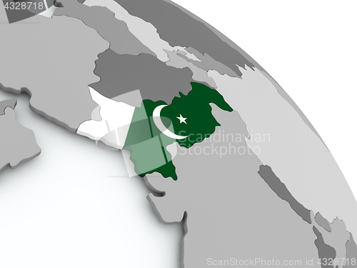 Image of Map of Pakistan with flag on globe