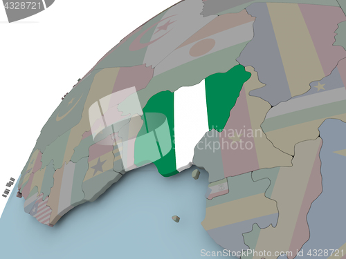 Image of Map of Nigeria with flag