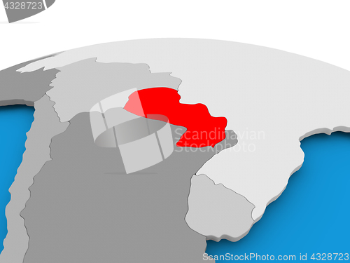 Image of Paraguay on political globe